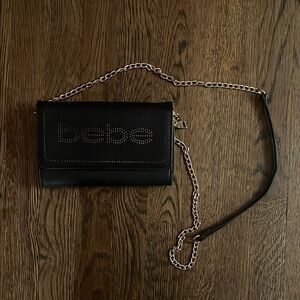 Bebe Black Crossbody Bag with Chain Strap